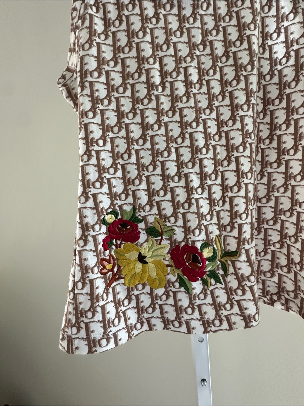 Vintage Dior Brown Logo Print Tank with Floral Embroidery - Picture 2 of 4
